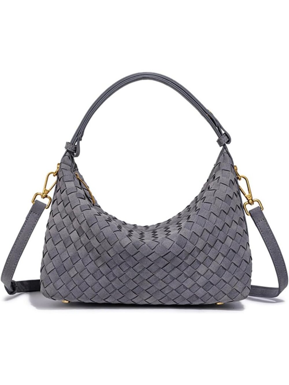 Stylish Woven Slouchy Crescent Hobo Bag, Chic Satchel Handbag for Women